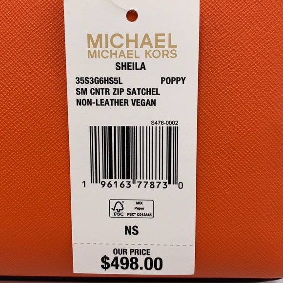 MICHAEL KORS
Sheila Small Faux Saffiano Leather Satchel Crossbody 
Poppy 
NWT - Picture 16 of 16